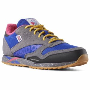 Reebok CL LEATHER RIPPLE MU Turnschuhe Kinder - Grau/Blau/Rot - DE 538-GIX